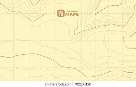 The stylized height of the topographic contour in lines and contours. Yellow Background. The concept of a conditional geography scheme and the terrain path. Vector illustration