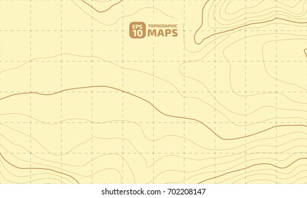 The stylized height of the topographic contour in lines and contours. Yellow Background. The concept of a conditional geography scheme and the terrain path. Vector illustration