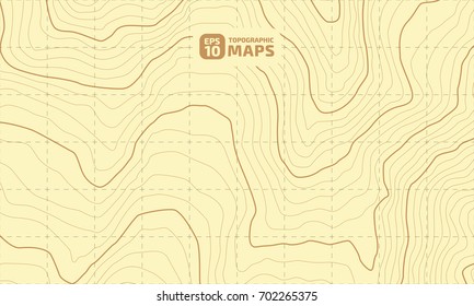 The stylized height of the topographic contour in lines and contours. Yellow Background. The concept of a conditional geography scheme and the terrain path. Vector illustration