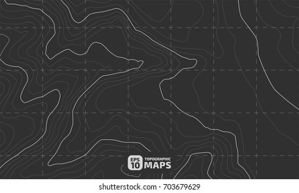 The stylized height of the topographic contour in lines and contours. The concept of a conditional geography scheme and the terrain path. Vector illustration.