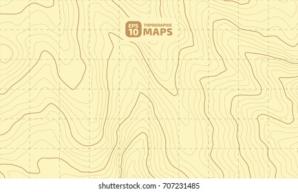 The stylized height of the topographic contour in lines and contours. Yellow Background. The concept of a conditional geography scheme and the terran ipath. Vector illustration