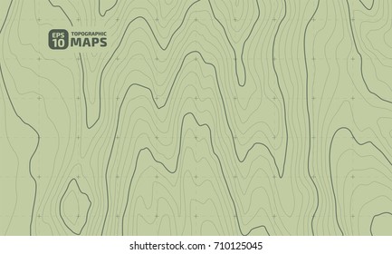 The stylized height of the topographic contour in lines and contours. The concept of a conditional geography scheme and the terrain path. Vector illustration.