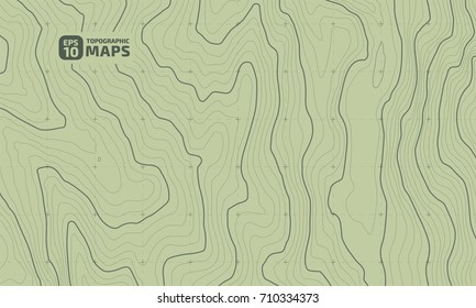 The stylized height of the topographic contour in lines and contours. The concept of a conditional geography scheme and the terrain path. Vector illustration.