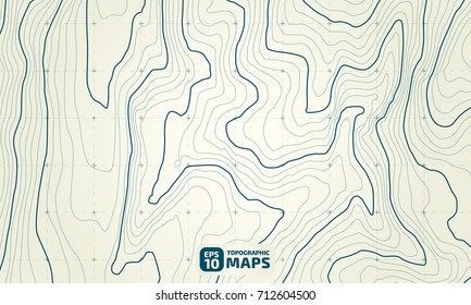 The stylized height of the topographic contour in lines and contours. The concept of a conditional geography scheme and the terrain path. Vector illustration.