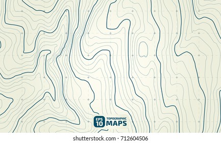 The stylized height of the topographic contour in lines and contours. The concept of a conditional geography scheme and the terrain path. Vector illustration.