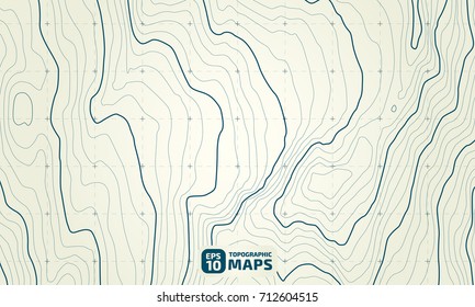 The stylized height of the topographic contour in lines and contours. The concept of a conditional geography scheme and the terrain path. Vector illustration.