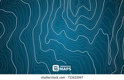 The stylized height of the topographic contour in lines and contours. The concept of a conditional geography scheme and the terrain path. Vector illustration.
