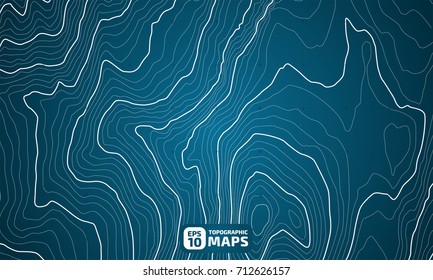 The stylized height of the topographic contour in lines and contours. The concept of a conditional geography scheme and the terrain path. Vector illustration.