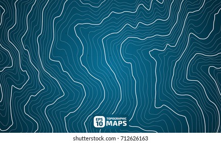 The stylized height of the topographic contour in lines and contours. The concept of a conditional geography scheme and the terrain path. Vector illustration.