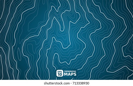 The stylized height of the topographic contour in lines and contours. The concept of a conditional geography scheme and the terrain path. Vector illustration.