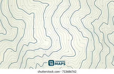 The stylized height of the topographic contour in lines and contours. The concept of a conditional geography scheme and the terrain path. Vector illustration.