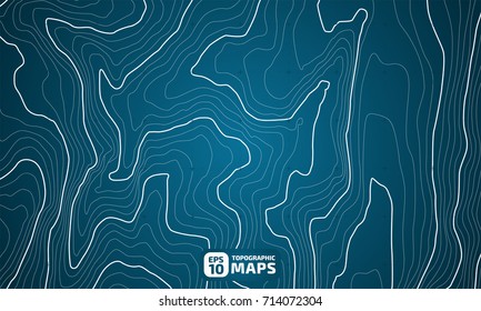 The stylized height of the topographic contour in lines and contours. The concept of a conditional geography scheme and the terrain path. Vector illustration.