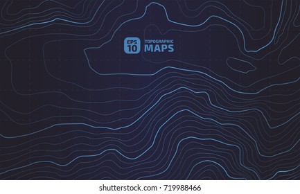 The stylized height of the topographic contour in lines and contours. The concept of a conditional geography scheme and the terrain path. Vector illustration.