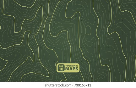 The stylized height of the topographic contour in lines and contours. The concept of a conditional geography scheme and the terrain path. Vector illustration.