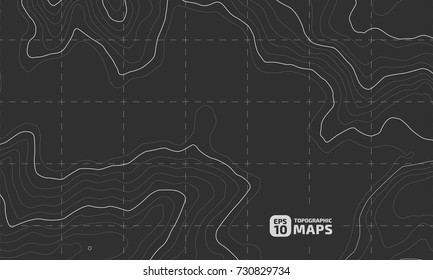 The stylized height of the topographic contour in lines and contours. The concept of a conditional geography scheme and the terrain path. Vector illustration.