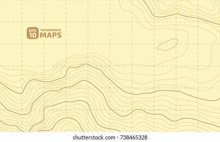 The stylized height of the topographic contour in lines and contours. The concept of a conditional geography scheme and the terrain path. Vector illustration.