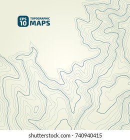 The stylized height of the topographic contour in lines and contours. The concept of a conditional geography scheme and the terrain path. Vector illustration.