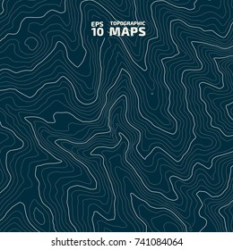 The stylized height of the topographic contour in lines and contours. The concept of a conditional geography scheme and the terrain path. Vector illustration.