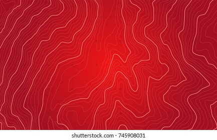 The stylized height of the topographic contour in lines and contours. The concept of a conditional geography scheme and the terrain path. Vector illustration.