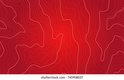 The stylized height of the topographic contour in lines and contours. The concept of a conditional geography scheme and the terrain path. Vector illustration.