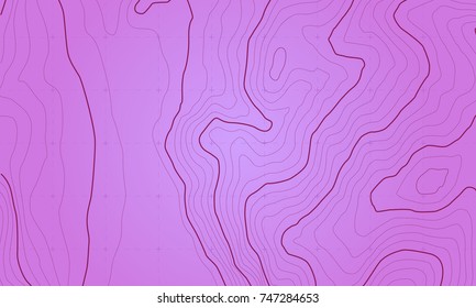 The stylized height of the topographic contour in lines and contours. The concept of a conditional geography scheme and the terrain path. Vector illustration.