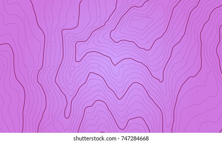 The stylized height of the topographic contour in lines and contours. The concept of a conditional geography scheme and the terrain path. Vector illustration.