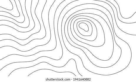 The stylized height of the topographic contour map in lines and contours. The concept of a conditional geography scheme and the terrain path. Vector illustration.