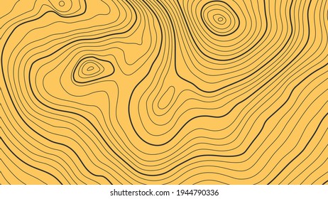 La altura estilizada del mapa del contorno topográfico en líneas y contornos y macizo. El concepto de un esquema geográfico condicional y el camino del terreno. Gran tamaño. Ilustración vectorial.