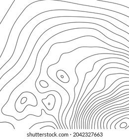 Stilvolle Höhe der topographischen Konturkarte in Konturen. Abstrakter Hintergrund. Digitale Kopie Erde Raum. Das Konzept eines bedingten geografischen Programms und des Geländewegs. Vektorgrafik.