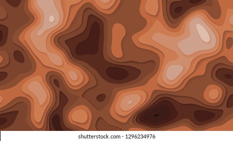 Stylized height of topographic contour in the style of paper cutting. The concept of conditional geographic patterns and terrain. Abstract background. Vector illustration