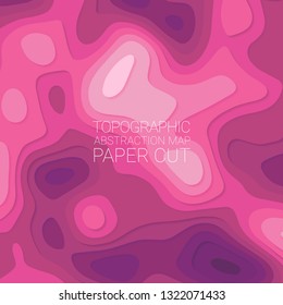 Stylized height of topographic contour in the style of paper cutting. The concept of conditional geographic patterns and terrain. Abstract background. Vector illustration