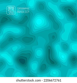 Stylized height of topographic contour in the style of paper cutting. Blue colors.The concept of conditional geographic patterns and terrain. abstract background. Vector illustration
