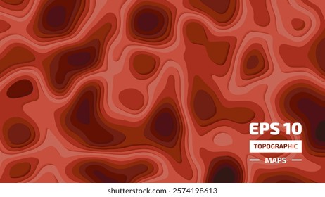 Stylized height of topographic contour in the style of paper cutting. The concept of conditional geographic patterns and terrain. Abstract background. Poster, banner. Vector illustration