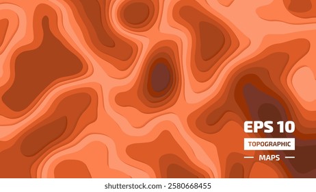 Stylized height of topographic contour in the style of paper cutting. The concept of conditional geographic patterns and terrain. Abstract background. Poster, banner. Vector illustration