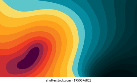 Die stilisierte Höhe der topographischen Kartenkontur in Linien und Konturen. Wasserscheide. Das Konzept einer bedingten Geografie und der Wasserweg. Vektorgrafik.