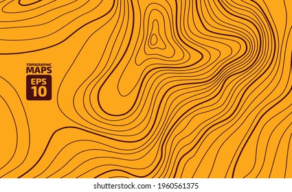 The stylized height of the topographic map contour in lines and contours. Marine watershed. The concept of a conditional geography scheme and the water path. Vector illustration.