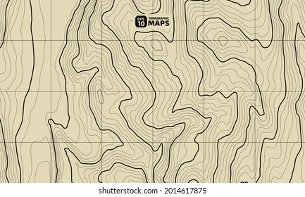 Stylized height of the topographic map in contour, lines. The concept of a conditional geography scheme and the terrain path. Design materials. Print image, Abstract background. Vector illustration.