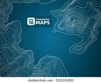 Stylized height of the topographic map contour in lines and stroke. Marine watershed. Sea strait. The concept of a conditional geography scheme and the water path. Vector illustration.