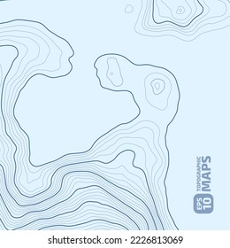 The stylized height of the topographic map contour in lines and contours. Blue colors. The concept of a conditional geography scheme and the terrain path. 1x1 Size. Vector illustration.