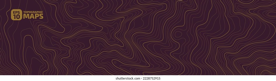 The stylized height of the topographic map contour in lines and contours. The concept of a conditional geography scheme and the terrain path. Mega Ultra wide size. Vector illustration.