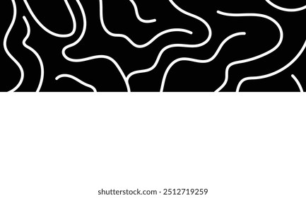 A altura estilizada do contorno do mapa topográfico em linhas e contornos. O conceito de um esquema geográfico condicional. Tamanho ultralargo. Ilustração vetorial. copiar e espaço negativo.