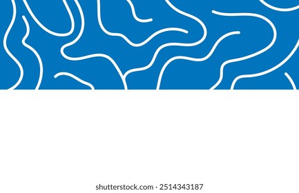 La altura estilizada del contorno del mapa topográfico en líneas y contornos. El concepto de un esquema de geografía condicional. Tamaño ultra ancho. Ilustración vectorial. copia y espacio negativo.