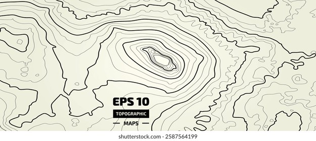 The stylized height of the topographic map contour in lines and strokes. The concept of a conditional geography scheme and the terrain path. Abstract background wallpaper. Vector illustration.