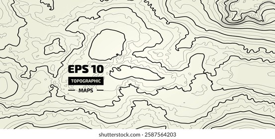 The stylized height of the topographic map contour in lines and strokes. The concept of a conditional geography scheme and the terrain path. Abstract background wallpaper. Vector illustration.