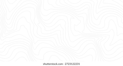 La altura estilizada del contorno del mapa topográfico en líneas y contornos. Negro sobre gris. El concepto de un esquema de geografía condicional y el camino del terreno. Tamaño amplio. Ilustración vectorial.