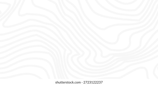 La altura estilizada del contorno del mapa topográfico en líneas y contornos. Negro sobre gris. El concepto de un esquema de geografía condicional y el camino del terreno. Tamaño amplio. Ilustración vectorial.