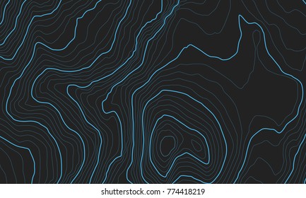 The stylized height of the topographic map contour in lines and contours. The concept of a conditional geography scheme and the terrain path. Vector illustration.
