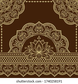 Seamless Borders Pattern Mehndi Lotus Flower Stock Vector (Royalty Free ...