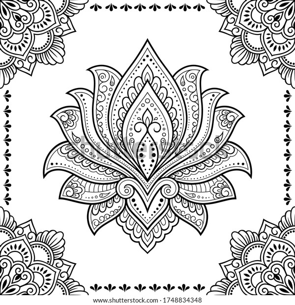 Stylized Henna Tattoo Decorative Pattern Decorating Stock Vector ...