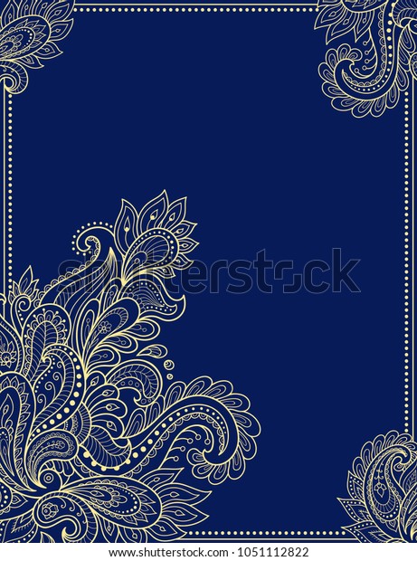 Stylized Henna Tattoos Color Decorative Pattern Stock Vector